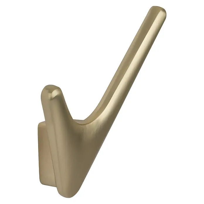 Walteco Garderobenhaken Nikee - L x B x H: 35 x 85 x 92 mm, Anzahl Haken: 2 Stk., Messing - Gebürsteter messingfarbener Wandhaken mit elegantem, schrägem Design.