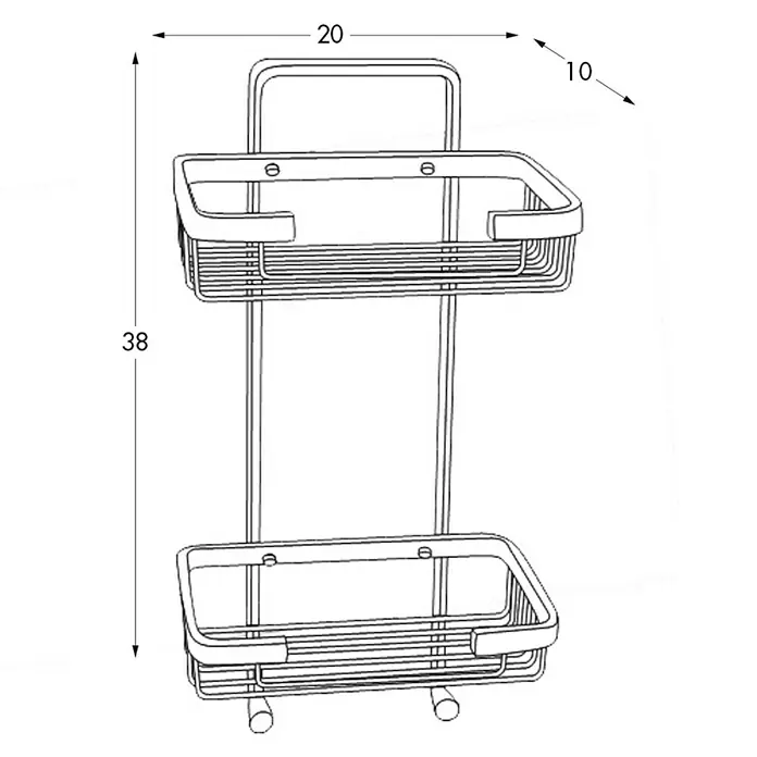 Tatay Cesta de baño doble Ice -  - La imagen muestra una cesta de ducha de metal de dos niveles con unas dimensiones de 38 x 20 x 10 cm. El accesorio de baño ofrece un práctico almacenaje.