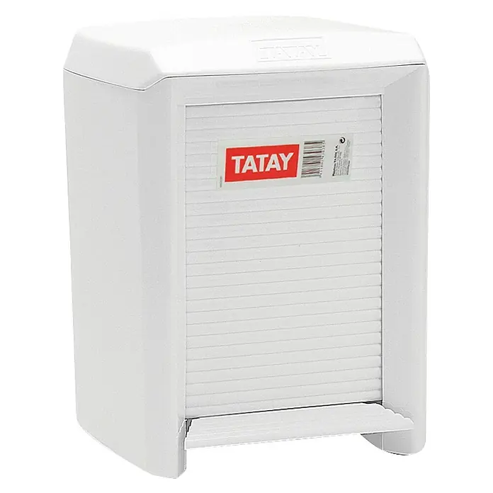 Tatay Cubo con pedal - 7 l, Plástico, Blanco - Papelera Tatay blanca con puerta enrollable y pedal para la eliminación higiénica de residuos en el hogar. ¡Práctica y elegante!