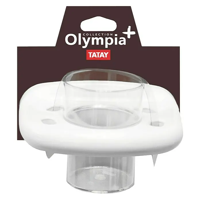 Tatay Portacepillos - Plástico, Blanco - El portacepillos Olympia+ TATAY con vaso transparente y base blanca es una solución práctica y elegante para el baño.