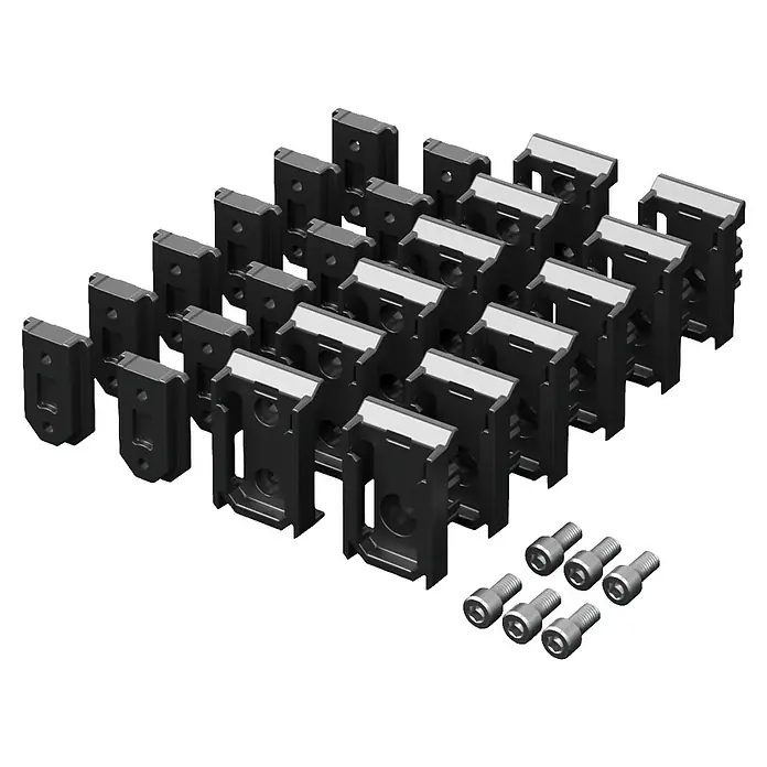 Qbrick System Kleinteilekoffer - L x B x H: 18,2 x 25,7 x 6,5 cm, Passend für: QBRICK SYSTEM ONE 2.0 / PRO 2.0 / PRIME - Schwarze modulare Verriegelungsstücke und acht silberne Innensechskantschrauben.