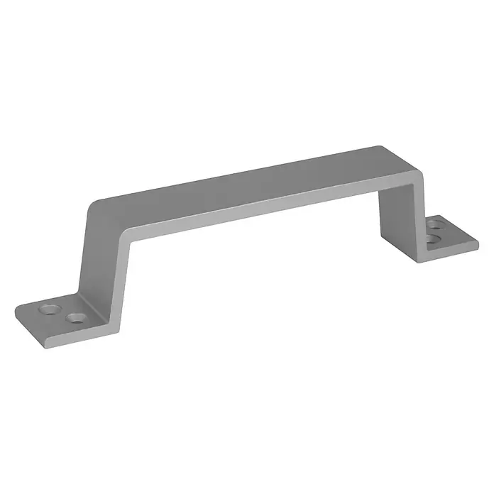 Walteco Möbelgriff Lenda - Lochabstand: 140 mm - 155 mm, Aluminium, Verchromt matt - Silberner U-förmiger Metallgriff mit Befestigungslöchern.