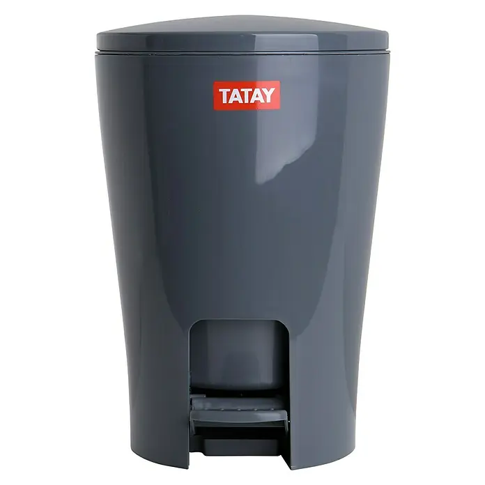 Tatay Cubo con pedal Diabolo - 5 l, Antracita - Cubo de basura gris Tatay con tapa y pedal. Práctico para baño o cocina.