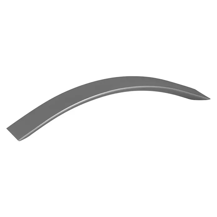 Walteco Möbelgriff Centola - Lochabstand: 160 mm, Aluminium, Edelstahl-Optik - Geschwungener grauer Metallgriff mit spitzem Ende.