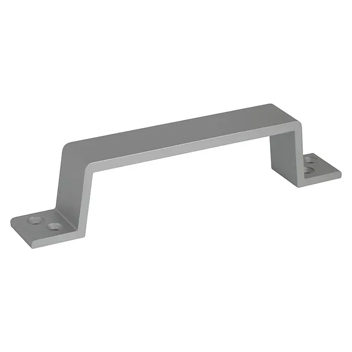 Walteco Möbelgriff Lenda - Lochabstand: 140 mm - 155 mm, Aluminium, Verchromt matt - Silberfarbener, U-förmiger Metallgriff mit je zwei Befestigungslöchern an jedem Ende.