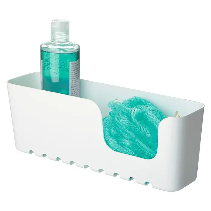Tatay Standard Cesta de baño - L x An x Al: 8,5 x 30 x 11 cm, Blanco - Cesta de ducha blanca con gel de ducha y esponja de baño, que proporciona un almacenamiento práctico y elegante en el baño.