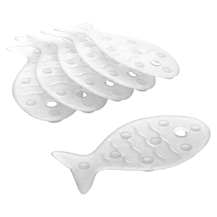 Tatay Antideslizante para bañera Pez - 7 x 15 cm, Transparente - Seis alfombrillas de baño con forma de pez con ventosas para mayor seguridad.