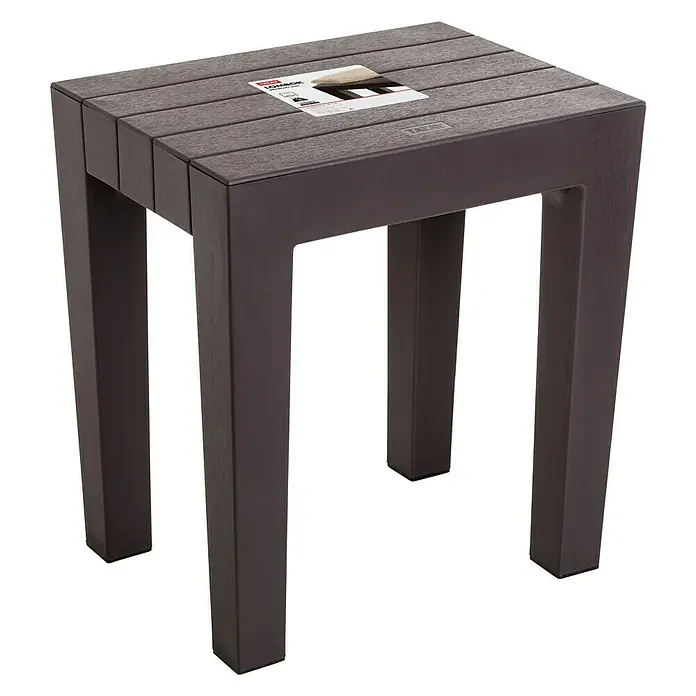 Tatay Taburete para baño Lombok - L x An x Al: 29 x 38 x 415 cm, Plástico, Cuadrado, Marrón - Elegante mesa auxiliar de plástico marrón con diseño de listones, ideal para interiores o exteriores. Superficie práctica.