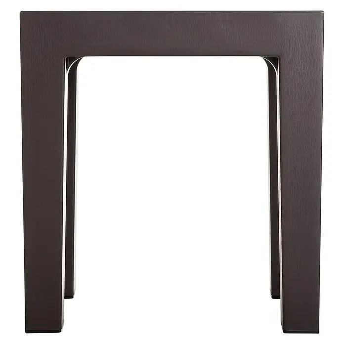 Tatay Taburete para baño Lombok - L x An x Al: 29 x 38 x 415 cm, Plástico, Cuadrado, Marrón - Detalle de una elegante mesa auxiliar de madera oscura con líneas limpias y diseño minimalista, ideal para interiores modernos.