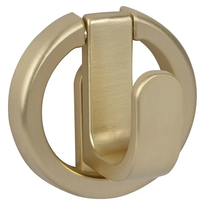 Walteco Garderobenhaken Tollo - L x B x H: 55 x 42 x 55 mm, Anzahl Haken: 1 Stk., 1 Stk., Messing-Optik gebürstet - Gebürsteter messingfarbener Rundhaken.