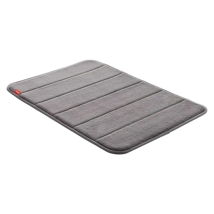 Tatay Alfombra de baño Nuvola - 60 x 40 cm, Poliéster, Gris - Alfombra de baño rectangular gris con superficie suave y textura acanalada, ideal para baños.