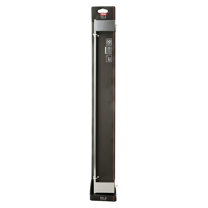 Tatay Oslo Toallero de barra - Ancho: 61 cm, Cromo - Un toallero plateado TAYTAY Oslo Collection empaquetado, con embalaje negro y detalles rojos, diseñado para el baño.