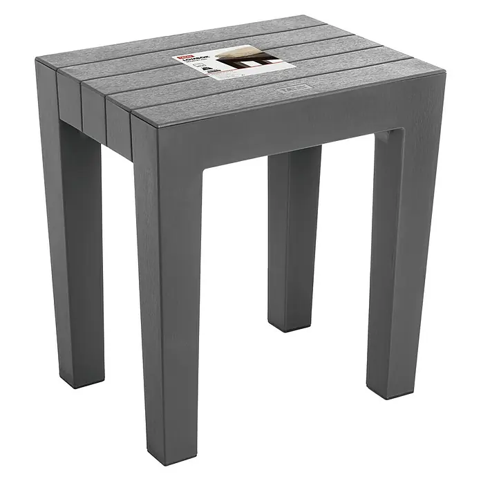 Tatay Taburete para baño Lombok - L x An x Al: 29 x 38 x 415 cm, Plástico, Cuadrado, Gris - Taburete de jardín gris de plástico con asiento de listones, perfecto para uso exterior.