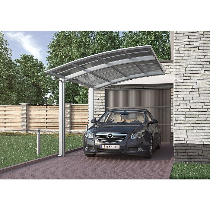 Ximax Carport Portoforte 60 (4,9 x 2,7 m, Einfahrtshöhe: Max. 2,2 m, Edelstahloptik, Schneelast: 75 kg/m²)