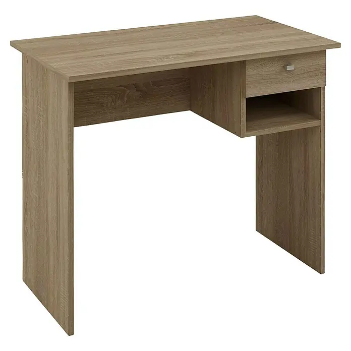 Meka Block Mesa de escritorio K-9453 - L x An x Al: 50 x 90 x 74 cm, Roble Cortez - Escritorio de aspecto de madera con cajón y estante, ideal para oficina o estudio. ¡Práctico y elegante!