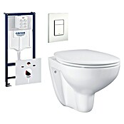 Grohe Hangend toiletset + Inbouwreservoir + Bedieningspaneel (Zonder spoelrand, Uitlaat toilet: Horizontaal, Alpine Wit) | BAUHAUS