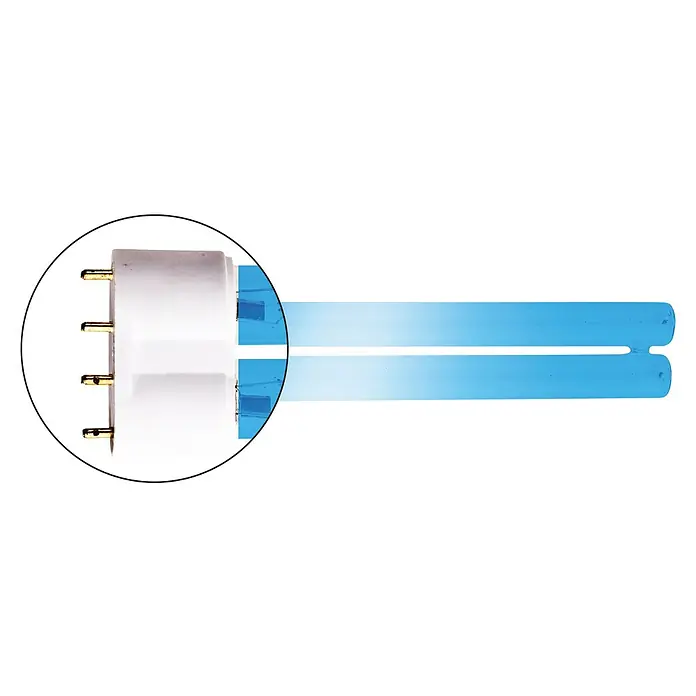 Heissner Ersatzlampe UVS WPL-L - 36 W, Passend für: UVC-Teichklärer - Blaue Doppelrohr-UV-C-Keimtötungslampe mit weißem 4-Pin-Sockel zur Sterilisation.