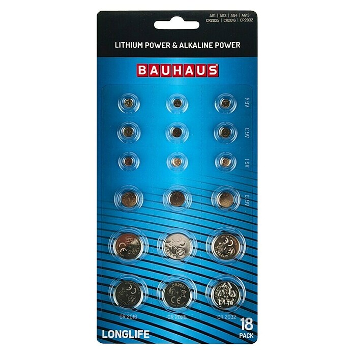 BAUHAUS Knopfzelle Power 18 Stk. AG1/AG3/AG4/AG13 (1,5 V, 18 Stk.) | BAUHAUS