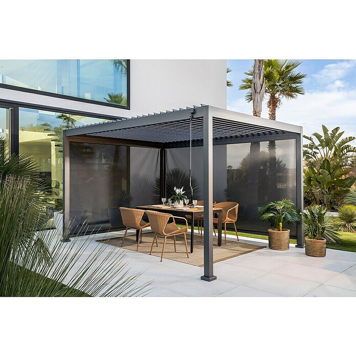 Sunfun Milos Pérgola con laterales (L x An x Al: 294 x 294 x 235 cm, Aluminio, Antracita) | BAUHAUS