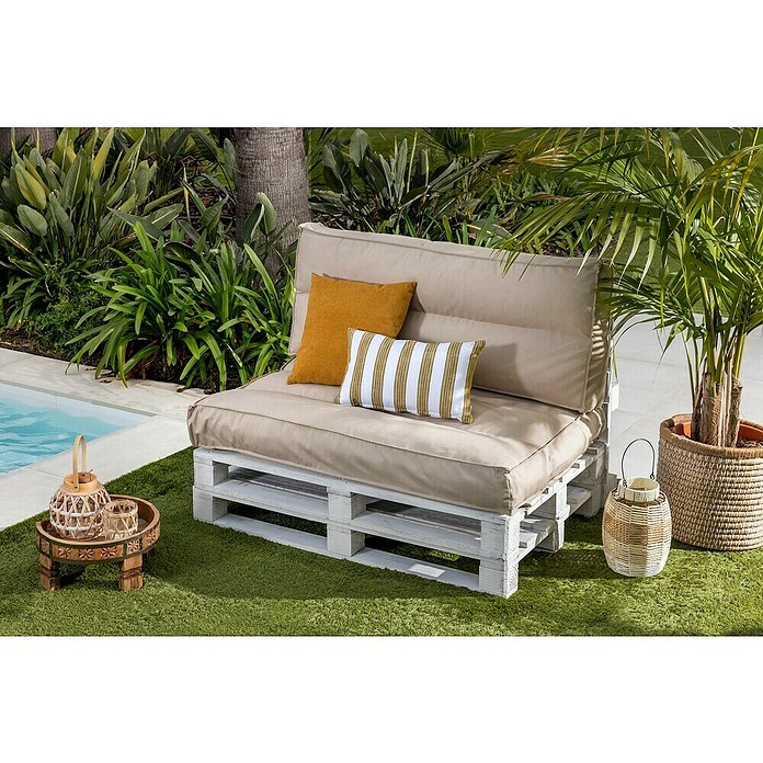 Set cojines para palet Beige (120 x 80 x 16 cm, Beige, 50% algodón 50% poliéster, 2 ud.) | BAUHAUS