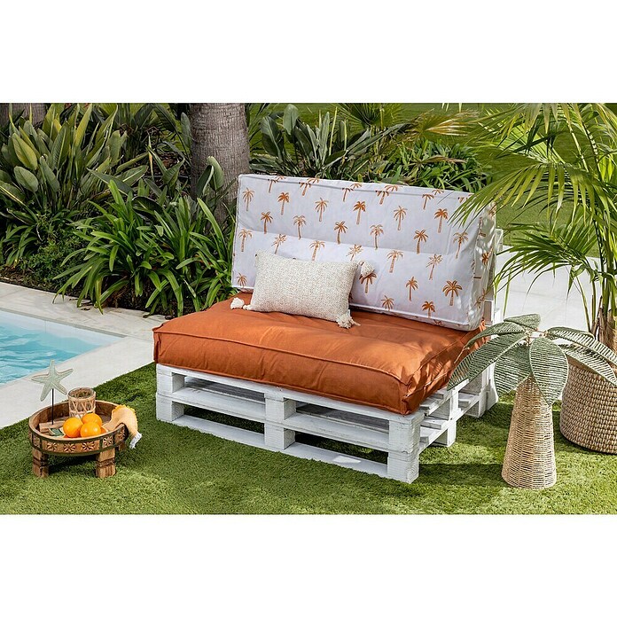 Set cojines para palet Palmeras (120 x 80 x 16 cm, Naranja, 50% algodón 50% poliéster, 2 ud.) | BAUHAUS
