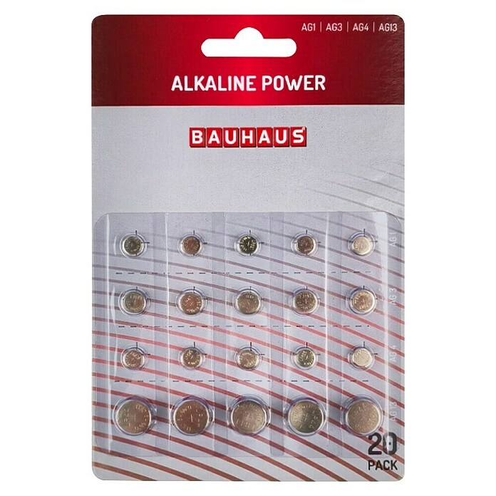 BAUHAUS Pila de botón AG1/AG3/AG4/AG13 pack 20 ud (1,5 V, 20 ud.) | BAUHAUS