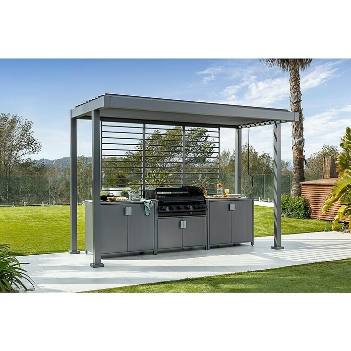 Sunfun Pérgola para barbacoa Laos (An x Pr: 342 x 168 cm, Color del armazón: Negro, Aluminio) | BAUHAUS