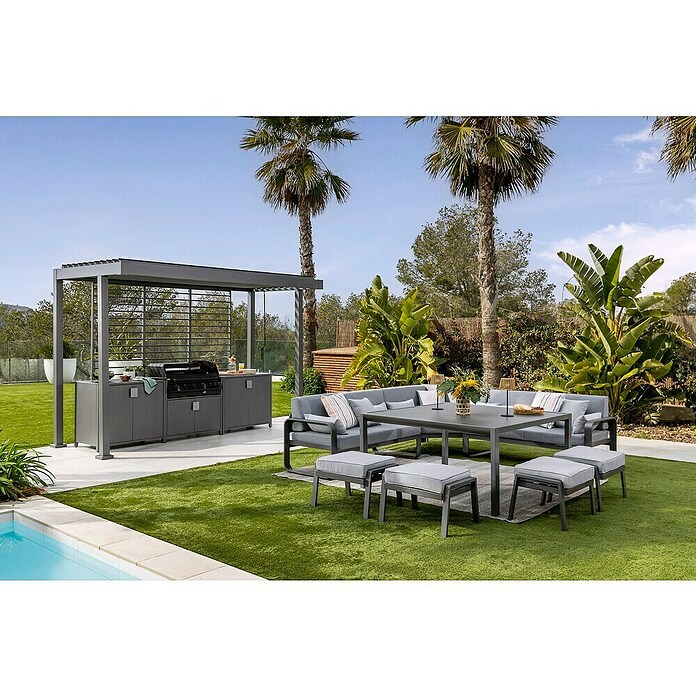 Conjunto de muebles Olivia (8 pzs., Aluminio, Antracita) | BAUHAUS
