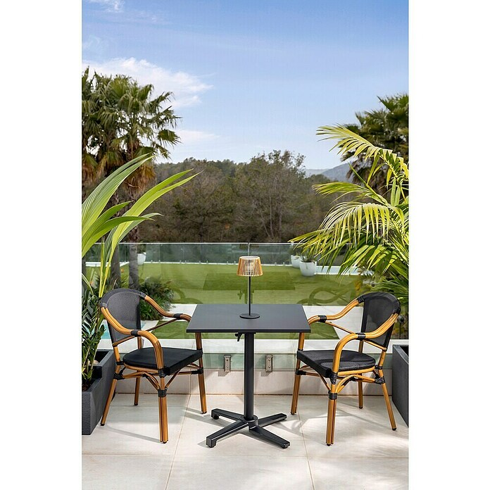 Mesa auxiliar de jardín Sibuco II (L x An x Al: 70 x 70 x 73 cm, Acero, Negro, Abatible) | BAUHAUS