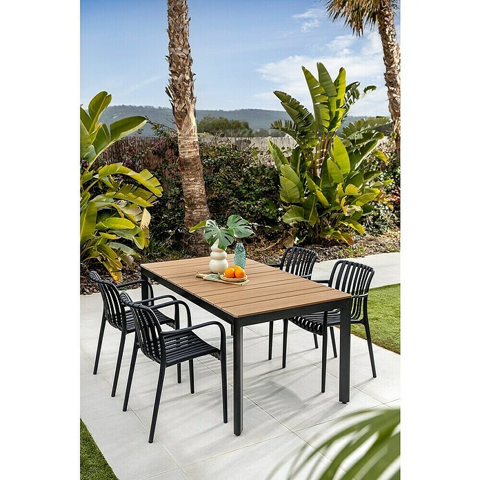 Sunfun Mesa de jardín Bellua (L x An x Al: 172 x 100 x 74 cm, Aluminio/Polywood, Antracita/Natural) | BAUHAUS