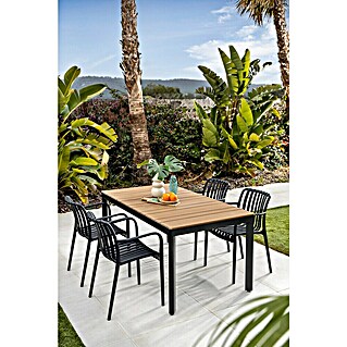 Sunfun Conjunto de muebles Bellua + Calma (5 pzs., Aluminio/Polywood, Antracita/Natural)