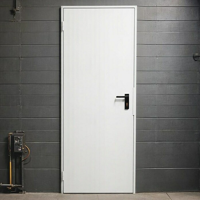 Novoferm Puerta metálica Super Plus Prelacada blanca (87,5 x 203,5 cm, Apertura: Izquierda)