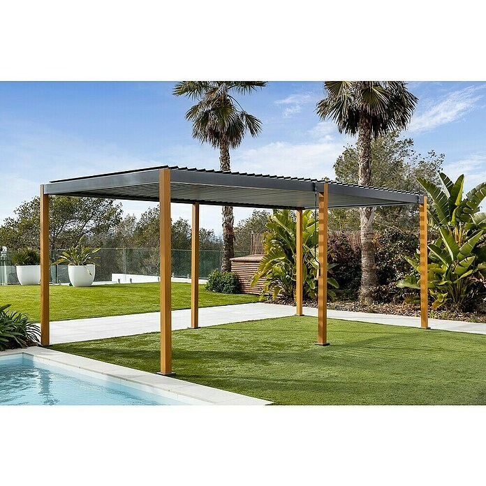 Sunfun Pérgola Andros (An x Pr: 579 x 294 cm, Antracita/Marrón, Aluminio) | BAUHAUS