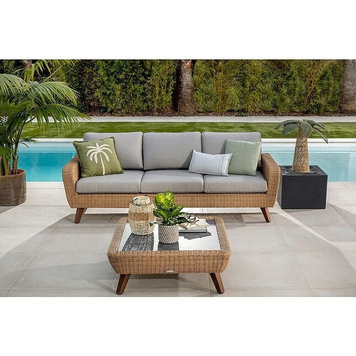 Sofá de conjunto Royal Riviera (Beige, L x An x Al: 224 x 89 x 75 cm, Ratán sintético/Aluminio) | BAUHAUS