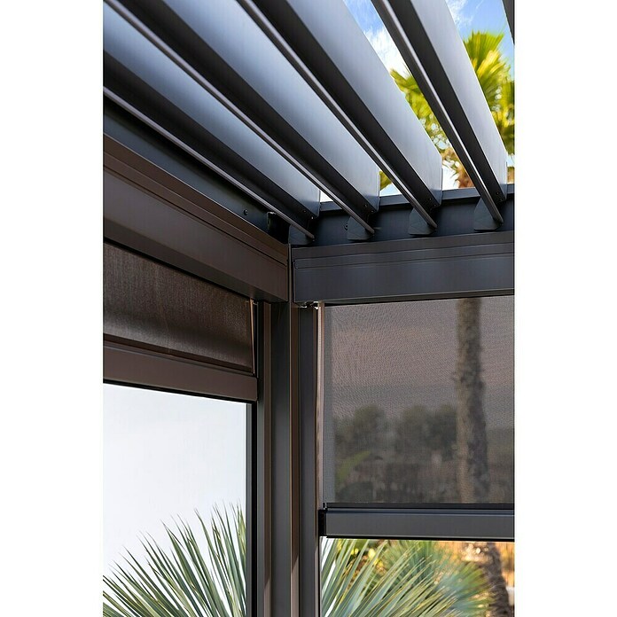 Sunfun Milos Pérgola con laterales (L x An x Al: 294 x 294 x 235 cm, Aluminio, Antracita) | BAUHAUS