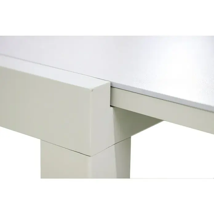 Sunfun Maja Mesa de jardín - L x An x Al: 300 x 100 x 74 cm, Fairstone, Extensible, Beige - Primer plano de una mesa blanca moderna, que muestra las líneas limpias y la estética minimalista de este mueble.