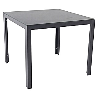 Sunfun Maja Mesa de jardín (L x An x Al: 90 x 90 x 74 cm, Aluminio, vidrio, Rectangular, Antracita)