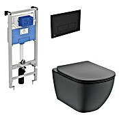 Ideal Standard Hangend toiletset + Inbouwreservoir + Bedieningspaneel (Mat zwart, Keramiek, Slijtvast) | BAUHAUS