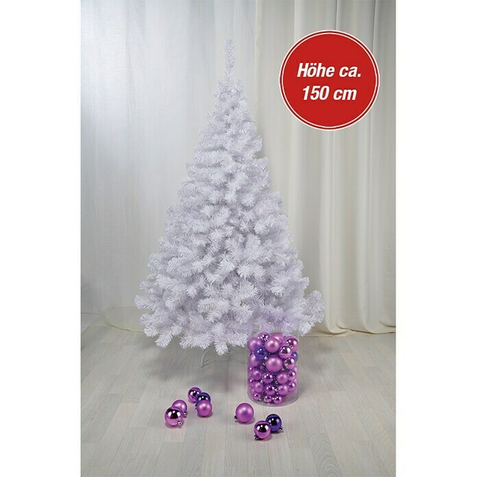 Künstlicher Weihnachtsbaum (Höhe: 150 cm, Mit Standfuß, 400 Zweige, Weiß)