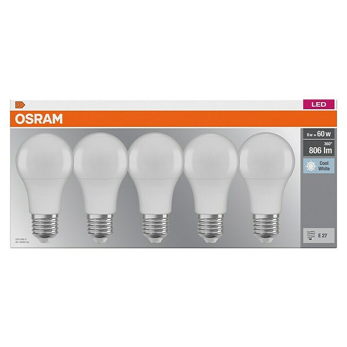 Osram Set LED žarulja  (8 W, 806 lm, Hladna bijela, E27, 5 Kom.) | BAUHAUS