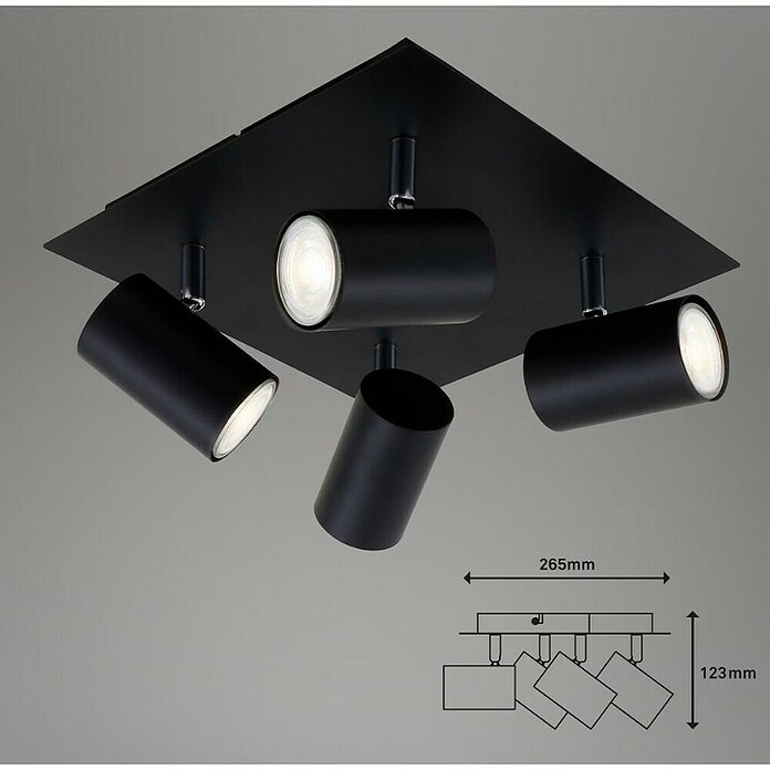 Briloner Regleta Run (40 W, 4 ud., Negro, GU10) | BAUHAUS