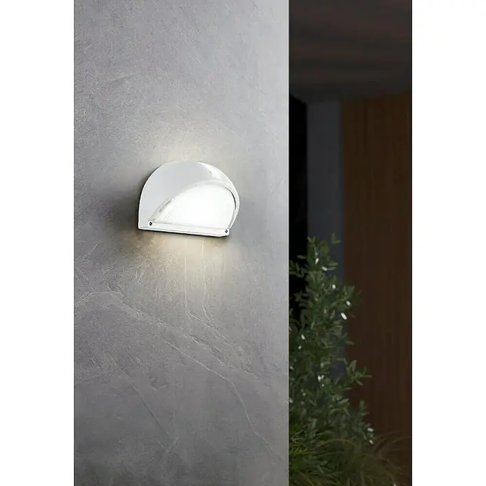 Eglo Aplique exterior Onja - 60 W, 15 x 22 x 15,5 cm, Blanco, IP44 - Lámpara de pared blanca con diseño redondeado, que emite un brillo cálido, añade una iluminación de acento elegante y mejora el ambiente exterior.