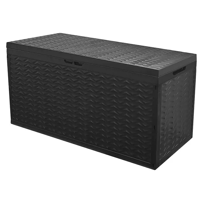 Jelenia Plast Gartenbox Cargo - L x B x H: 120 x 45 x 60 cm, Anthrazit - Schwarze Gartenbox mit Strukturmuster, ideal zur Aufbewahrung von Outdoor-Artikeln und Gartenutensilien. Robust und wetterfest.