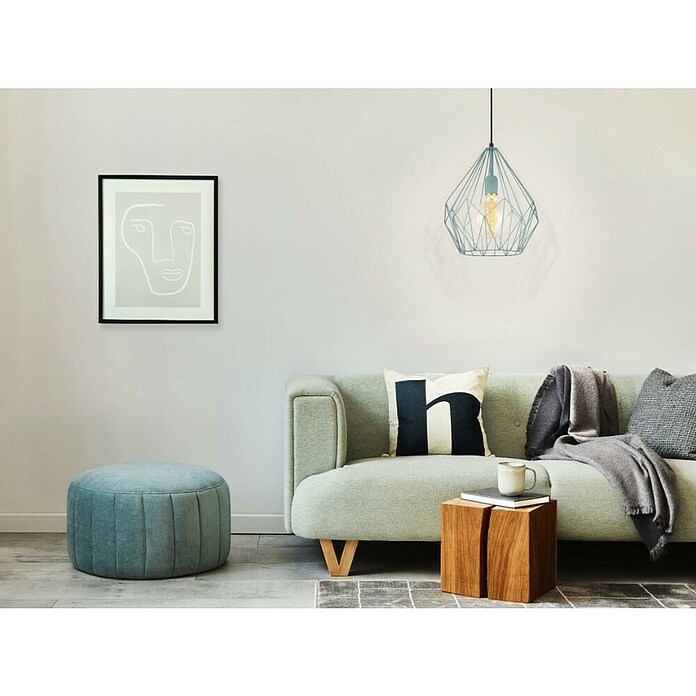 Eglo Lámpara colgante redonda (Blanco, Altura: 110 cm, Potencia máx.: 60 W, E27)