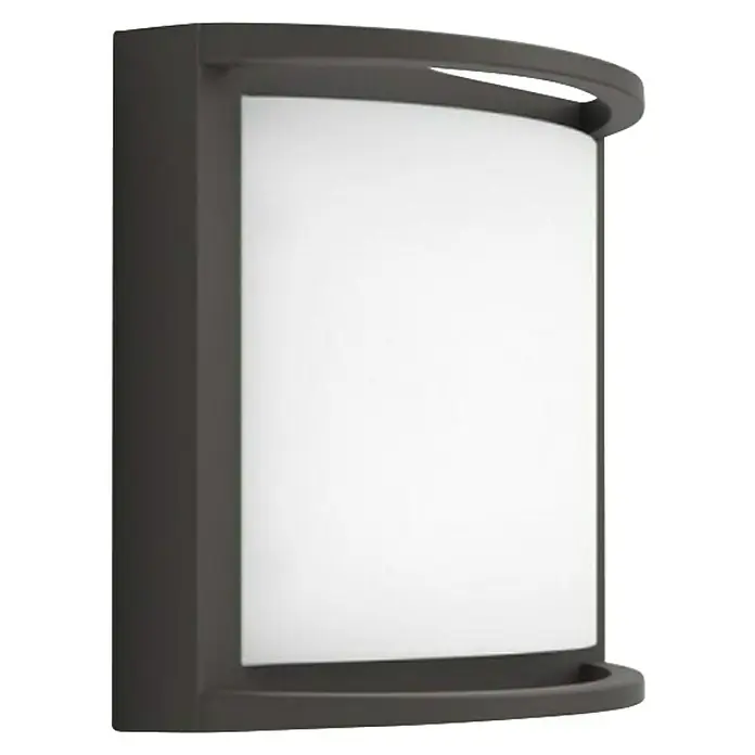 Philips Aplique exterior LED Samondra - 12 W, 90 x 190 x 190 mm, Antracita, Blanco, IP44 - Aplique de pared moderno gris oscuro con difusor blanco curvado.