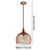 Eglo Lámpara colgante redonda Straiton (60 W, Color: Cobre, Ø x Al: 28 x 110 cm)