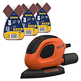 Black+Decker Deltaschuurmachine Mouse + 3 x Schuurvellensets (55 W, 11.000 tpm)