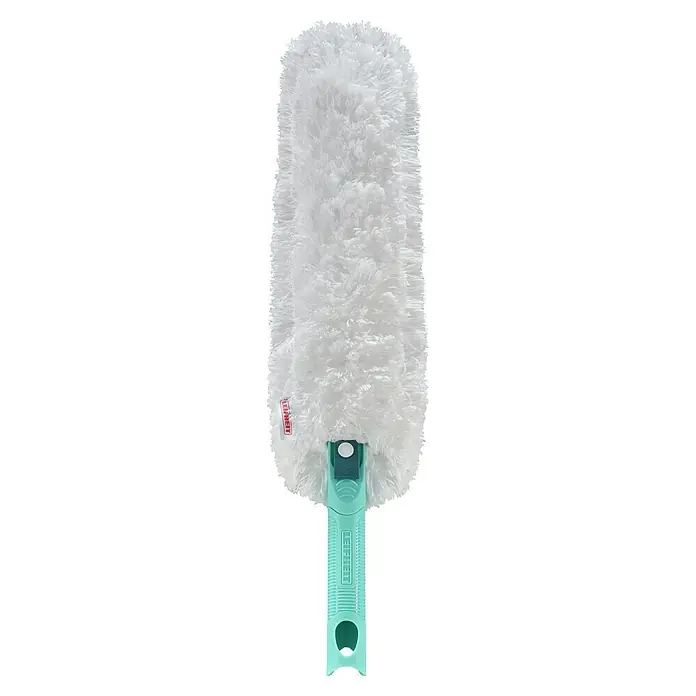 Leifheit Staubwedel Superduster XL - Mikrofaser - Weißer, flauschiger Staubwedel mit hellgrünem Griff zum effektiven Staubwischen.
