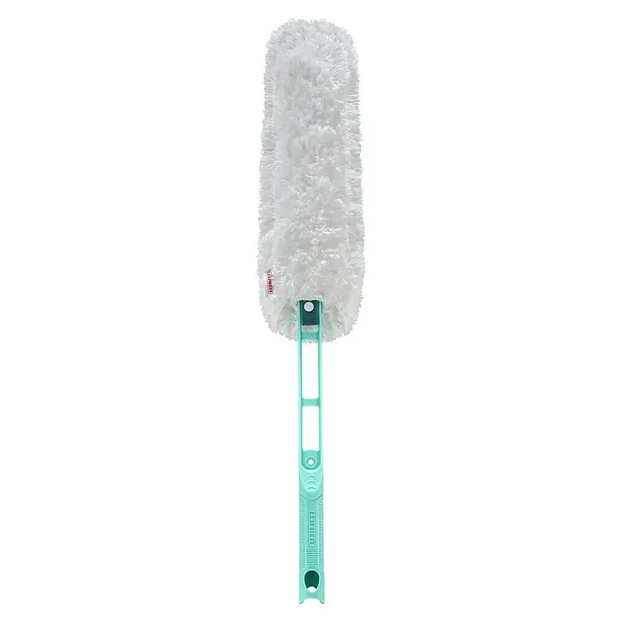 Leifheit Staubwedel Superduster XL - Mikrofaser - Weißer, flauschiger Staubwedel mit hellgrünem Griff zur effektiven Staubentfernung.
