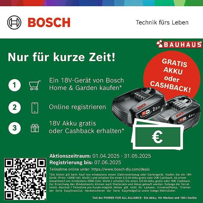 Bosch Power for All 18V Akku-Säbelsäge AdvancedRecip 18 (18 V, 1 Akku, 2 Ah, Leerlaufhubzahl: 0 /min - 3.100 /min) | BAUHAUS